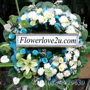 พวงหรีดดอกไม้สด m025