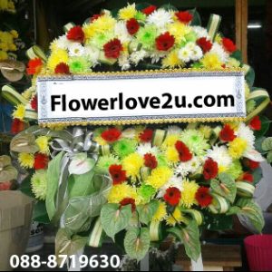 พวงหรีดดอกไม้สด m026