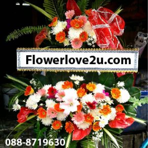 พวงหรีดดอกไม้s005 ราคาประหยัด ส่งฟรี - ร้านดอกไม้ flowerlove2u
